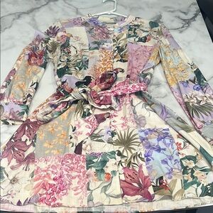 Zara Multicolor Floral Button-Up Blouse